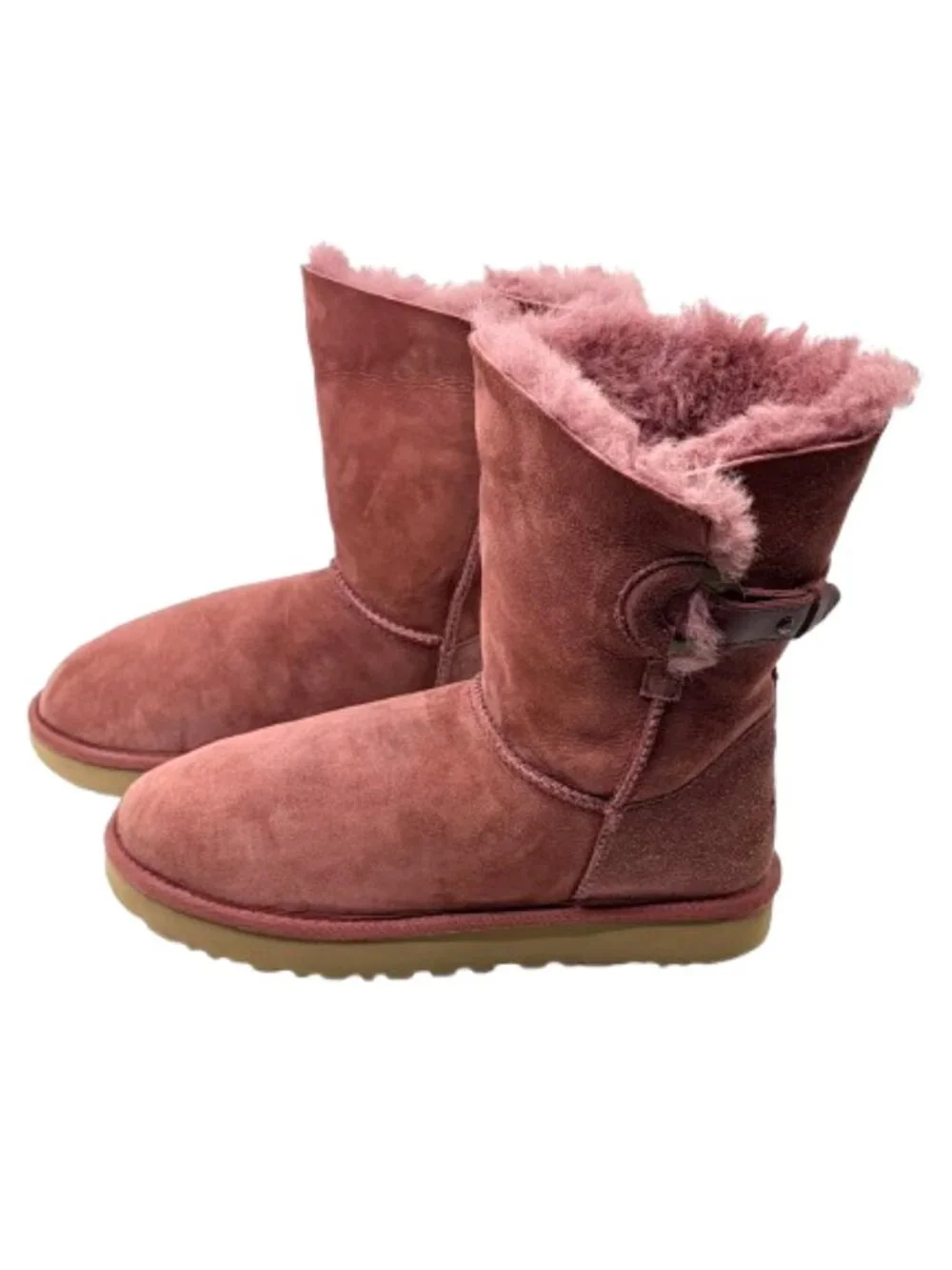 UGG~ Nash Classic~SUEDE SHEEPSKIN SHEARLING ANKLE BOOTS in Pink Burgundy Size 9